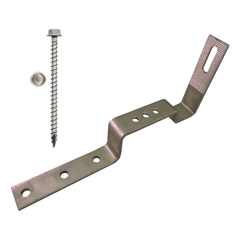 Part Number 17622 90° (Short) Non-Adjustable Stone Coated Steel Roof Hook 76mm Batten Bridge, Kit with 1/4" X 3" Screws 20/Carton Wgt = 23.40 Lbs