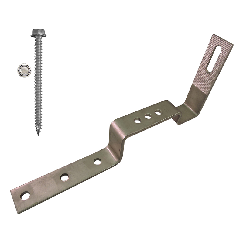 Part Number 17624 90° (Short) Non-Adjustable Stone Coated Steel Roof Hook 76mm Batten Bridge, Kit with 5/16" X 3" Screws 20/Carton Wgt = 24.00 Lbs